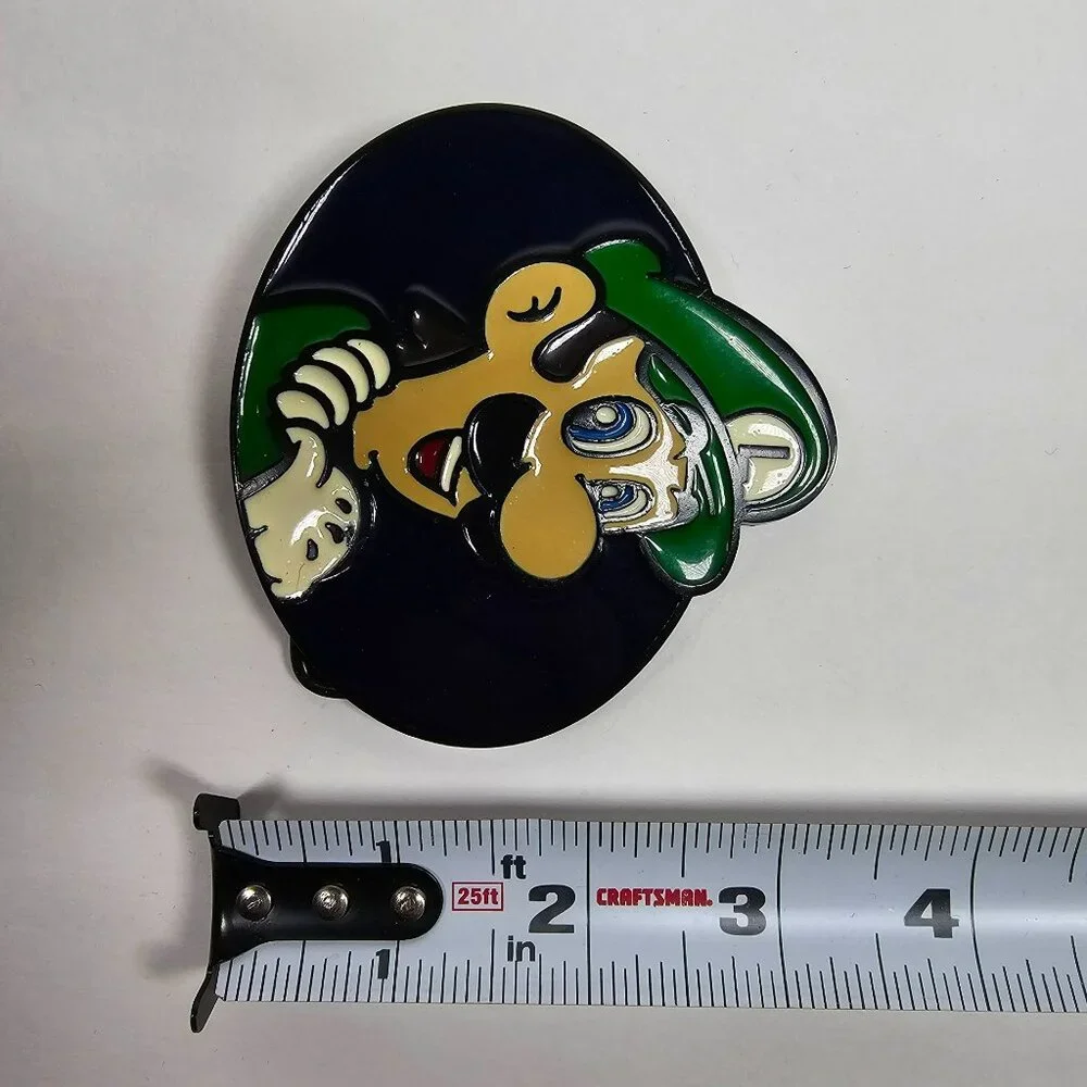 Luigi Metal Belt Buckle Blue Enamel 3